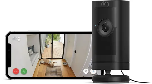 Ring Stick Up Cam Pro Außenüberwachungskamera mit Netzanschluss, Schwarz